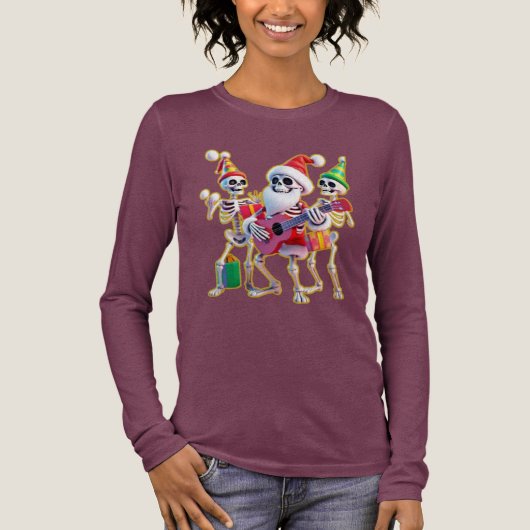 **Skeleton 3D Christm Santa Party – Funnyas Skelet Tri-Blend Shirt (Voorkant)