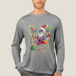 **Skeleton 3D Christm Santa Party – Funnyas Skelet Tri-Blend Shirt