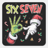 Skeleton 6 7 Christmas Six Seven Meme Xmas Vierkante Sticker (Voorkant)