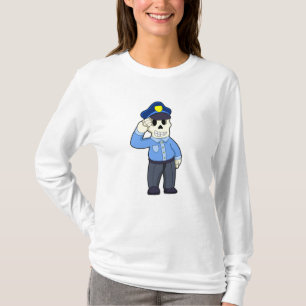 Skeleton als politieagent met pet van politie t-shirt