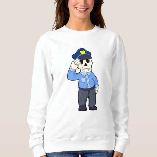 Skeleton als politieagent met pet van politie trui (Voorkant)