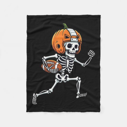 Skeleton American Football Player Spooky Sports Gr Fleece Deken (Voorkant)