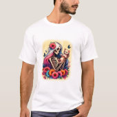 Skeleton And Cute Kitten T-shirt (Voorkant)