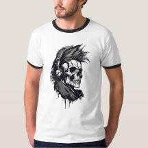 Skeleton and skull.skelett und totenkopf t-shirt 