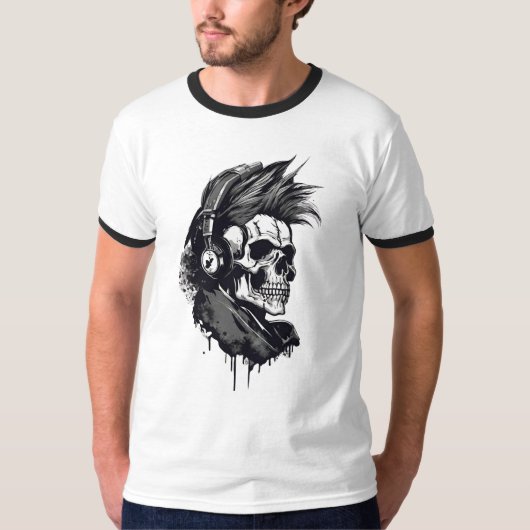 Skeleton and skull.skelett und totenkopf t-shirt  (Voorkant)