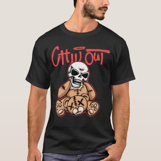 Skeleton and Teddy Bear streetwear  T-shirt (Voorkant)