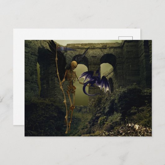 Skeleton Angel Dragon Fantasy Grim Reaper Briefkaart (Voorkant / Achterkant)