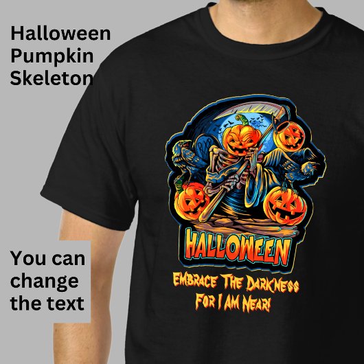 Skeleton Angel of Death Halloween Pumpkin Crows T-shirt