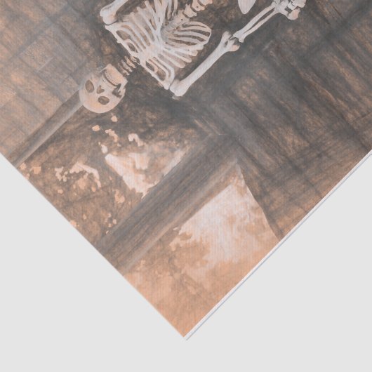 Skeleton Antiek Sepia Sketch Art Tissuepapier (Detail)