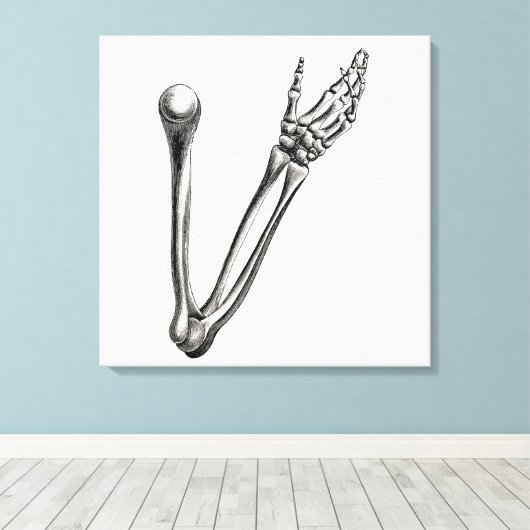 Skeleton Arm Bone Persoonlijke Retro Botten Canvas Afdruk (Insitu (Houten vloer))
