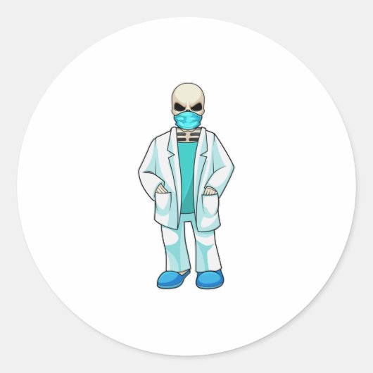Skeleton as Doctor with Face mask Ronde Sticker (Voorkant)