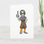 Skeleton as Hairdresser with Scissors Kaart (Voorkant)