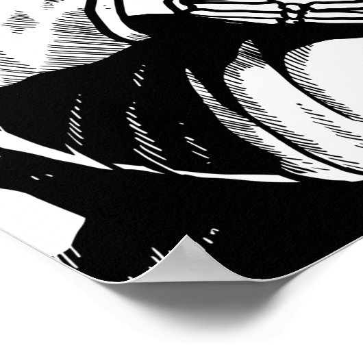 Skeleton Astronaut Moon Space Exploration Poster (Hoek)