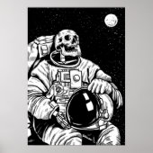Skeleton Astronaut Moon Space Exploration Poster (Voorkant)