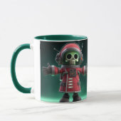 Skeleton Astronaut Mug – Funny Space Skull in Red Mok (Links)