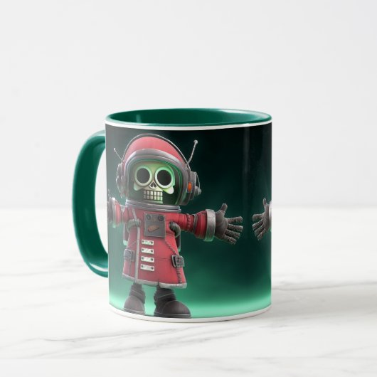 Skeleton Astronaut Mug – Funny Space Skull in Red Mok (Voorkant links)