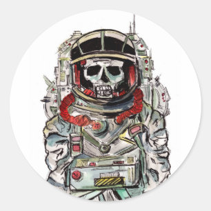 Skeleton Astronaut Ronde Sticker