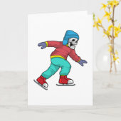 Skeleton at Ice skating with Ice skates Kaart (Gele Bloem)