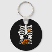 Skeleton Baby Twins Halloween Pregnancy Announceme Sleutelhanger (Voorkant)