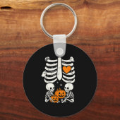 Skeleton Baby Twins Halloween Pregnancy Announceme Sleutelhanger (Voorkant)