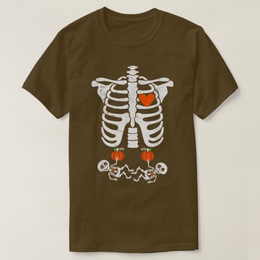 Skeleton Baby Zwangere röntgenribkooi voor Herfst T-shirt (Design voorkant)