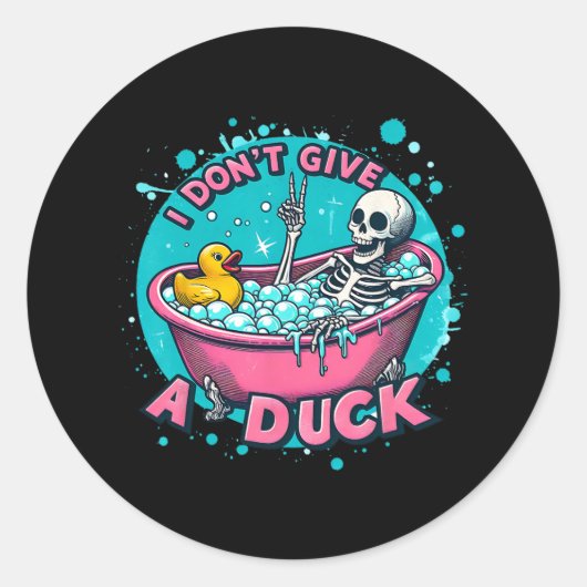 Skeleton Bad Humor Rubber Eend Funny Halloween Ronde Sticker (Voorkant)