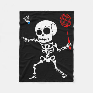 Skeleton Badminton Halloween Smash Shuttle Easy Co Fleece Deken