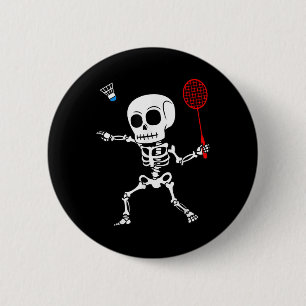 Skeleton Badminton Halloween Smash Shuttle Easy Co Ronde Button 5,7 Cm