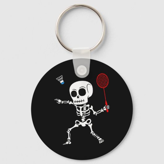 Skeleton Badminton Halloween Smash Shuttle Easy Co Sleutelhanger (Voorkant)