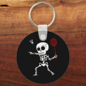 Skeleton Badminton Halloween Smash Shuttle Easy Co Sleutelhanger (Voorkant)