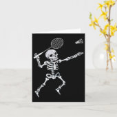 Skeleton Badminton Smash Shuttle Halloween Kaart (Gele Bloem)