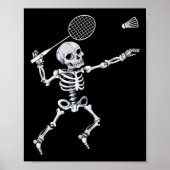 Skeleton Badminton Smash Shuttle Halloween Poster (Voorkant)