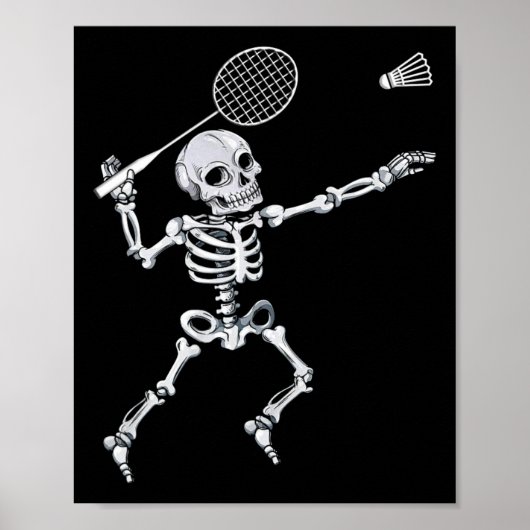 Skeleton Badminton Smash Shuttle Halloween Poster (Voorkant)