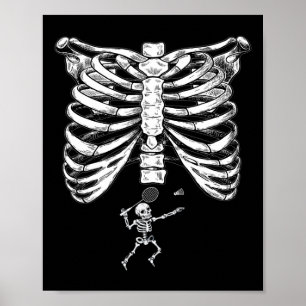 Skeleton Badminton Zwangerschap Halloween Smash Sh Poster