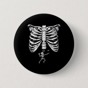 Skeleton Badminton Zwangerschap Halloween Smash Sh Ronde Button 5,7 Cm