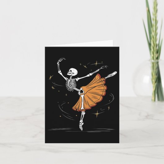 Skeleton Ballerina Ballet Dans Halloween Kaart (Voorkant)