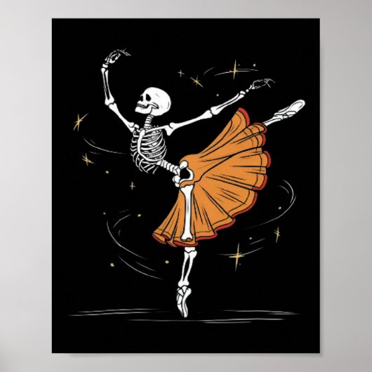 Skeleton Ballerina Ballet Dans Halloween Poster (Voorkant)