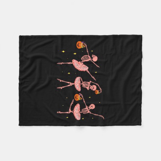 Skeleton Ballerina Halloween Jack O Lantern Dancer Fleece Deken (Voorkant (Horizontaal))