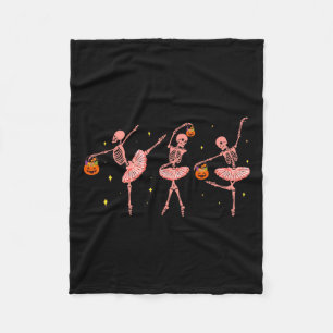 Skeleton Ballerina Halloween Jack O Lantern Dancer Fleece Deken
