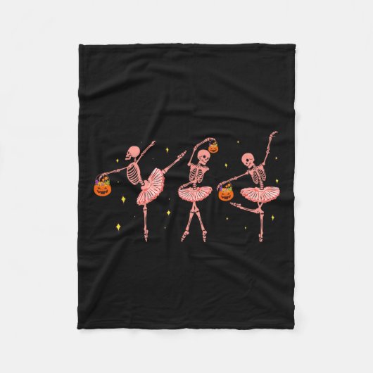 Skeleton Ballerina Halloween Jack O Lantern Dancer Fleece Deken (Voorkant)