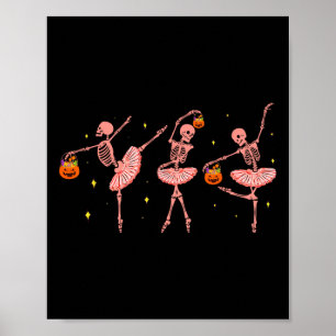 Skeleton Ballerina Halloween Jack O Lantern Dancer Poster