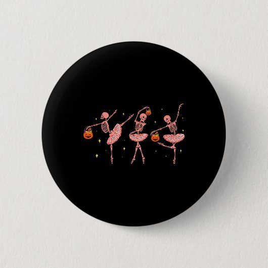 Skeleton Ballerina Halloween Jack O Lantern Dancer Ronde Button 5,7 Cm (Voorkant)
