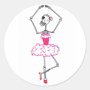 Skeleton Ballerina in Roze Tutu Ballet Dancer Ronde Sticker