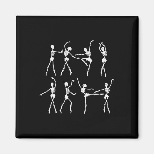 Skeleton Ballerinas Ballet Dance Cute Halloween Co Magneet (Voorkant)