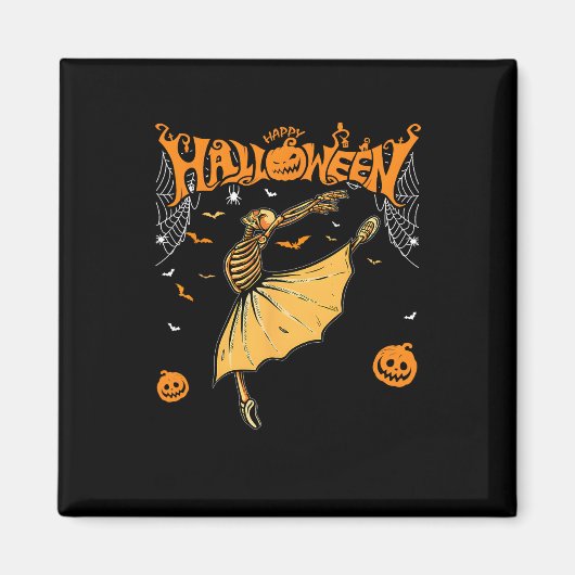Skeleton Ballerinas Ballet Dance Cute Halloween Co Magneet (Voorkant)