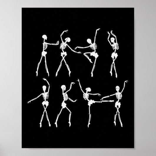 Skeleton Ballerinas Ballet Dance Cute Halloween Co Poster (Voorkant)