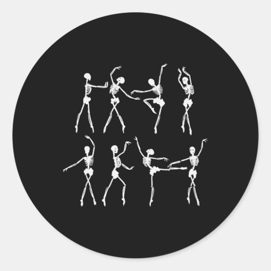 Skeleton Ballerinas Ballet Dance Cute Halloween Co Ronde Sticker (Voorkant)