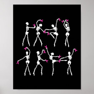 Skeleton Ballet Dance Pink Ribbon Borstkanker AW Poster