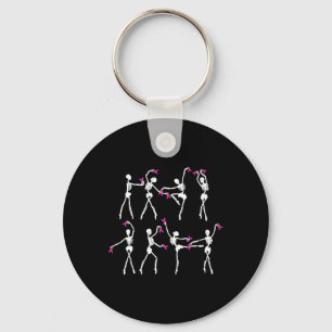 Skeleton Ballet Dance Pink Ribbon Borstkanker AW Sleutelhanger