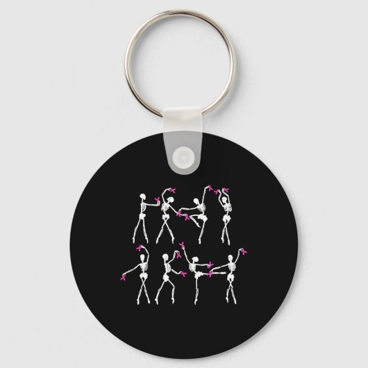 Skeleton Ballet Dance Pink Ribbon Borstkanker AW Sleutelhanger (Voorkant)